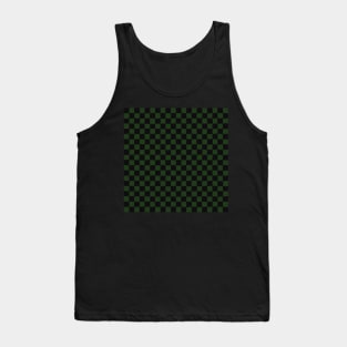 Wonky Checkerboard, Black and Green Tank Top